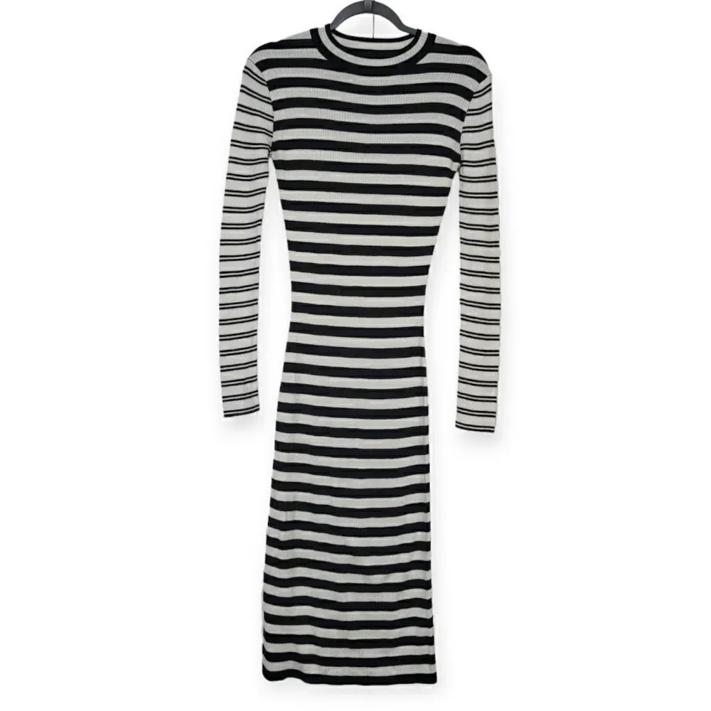 DO+BE ribbed stripped midi long sleeve dress, medium